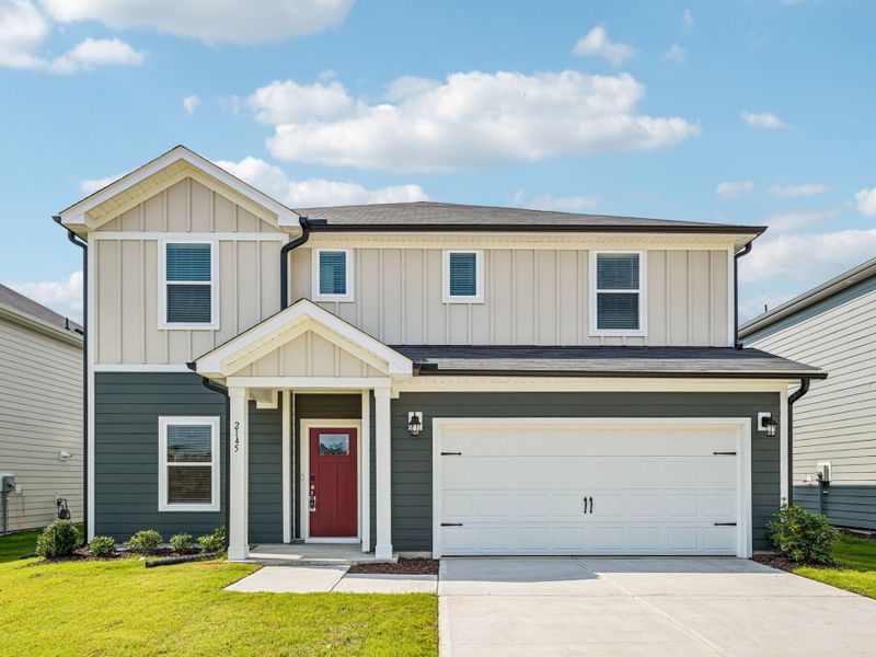 Front exterior of a new home in Avalon Place - Signature Series, Durham, NC, highlighting curb appeal (Image 1). Front exterior of a new home in Avalon Place - Signature Series, Durham, NC, highlighting curb appeal (Image 1).
