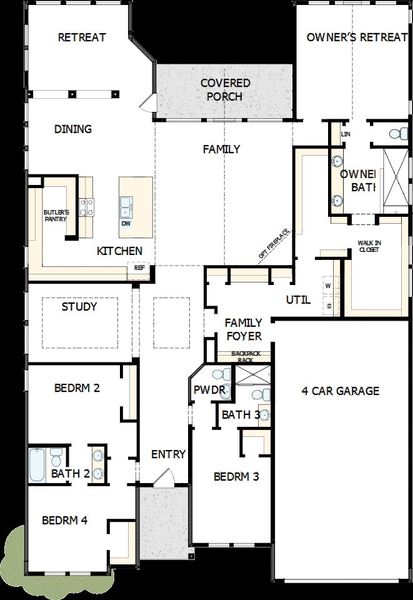 2D floor plan layout of this home in Jordan Ranch - Premier Collection, Katy, TX (Image 3). 2D floor plan layout of this home in Jordan Ranch - Premier Collection, Katy, TX (Image 3).