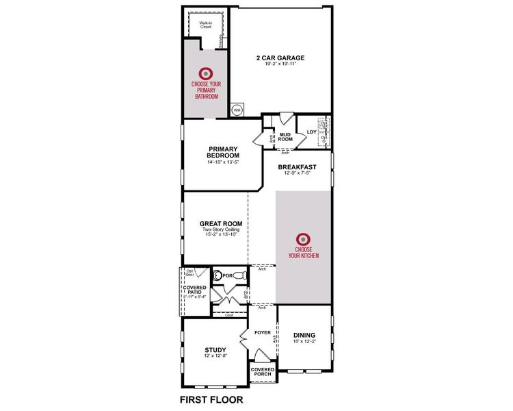 2D floor plan layout for the Marathon by Beazer Homes in Treeline, Justin, TX (Image 3).