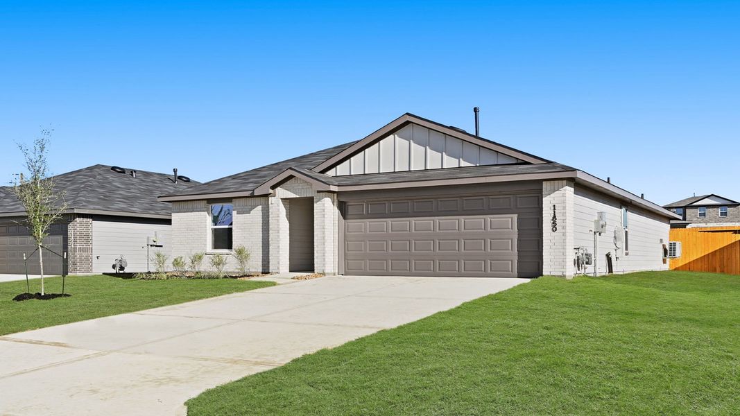 Representative exterior photo of a completed home built from the Baylor by D.R. Horton in Lexington Heights, Willis, TX (Image 18). Representative exterior photo of a completed home built from the Baylor by D.R. Horton in Lexington Heights, Willis, TX (Image 18).