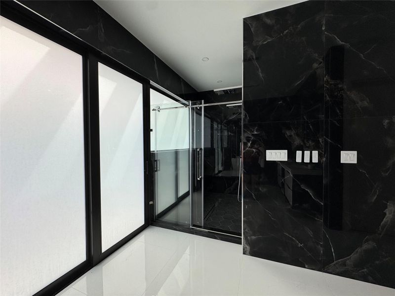 Smart Glass turned on for privacy in Master Bath