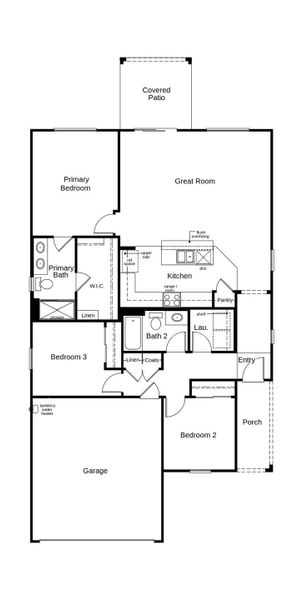 2D floor plan layout of this home in Entrada Del Pueblo at Rancho Sahuarita, Sahuarita, AZ (Image 2).