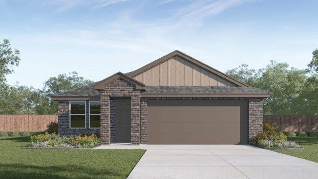 Front exterior of a new home in Overlook West, Wolfforth, TX, highlighting curb appeal (Image 15). Front exterior of a new home in Overlook West, Wolfforth, TX, highlighting curb appeal (Image 15).