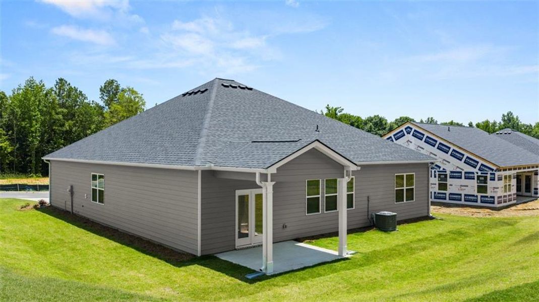 Front exterior of a new home in Kingston Ranch at Lake Oconee, Buckhead, GA, highlighting curb appeal (Image 2). Front exterior of a new home in Kingston Ranch at Lake Oconee, Buckhead, GA, highlighting curb appeal (Image 2).