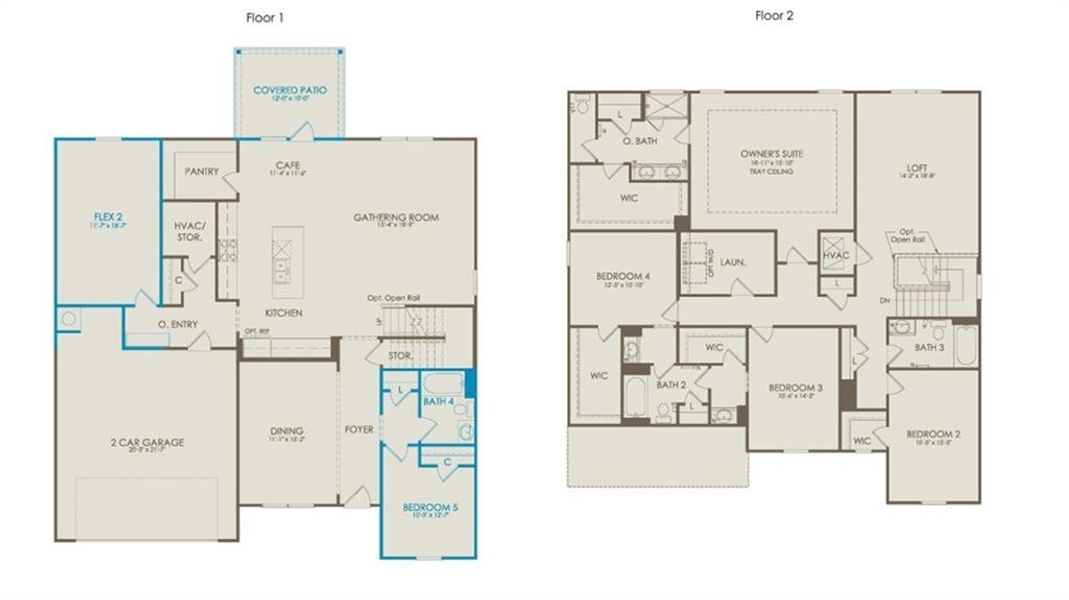 2D floor plan layout of this home in Hamilton Place, Cartersville, GA (Image 2).