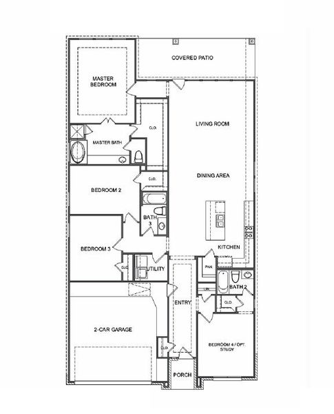 2D floor plan layout for the Floor Plan 2121 by Colina Homes in Grand Magnolia, Magnolia, TX (Image 4). 2D floor plan layout for the Floor Plan 2121 by Colina Homes in Grand Magnolia, Magnolia, TX (Image 4).
