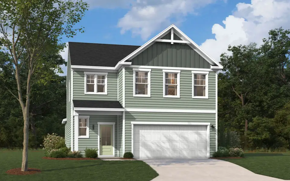Representative exterior photo of a completed home built from the The Rainey by Stanley Martin Homes in Bell Meadows, Winnabow, NC (Image 14). Representative exterior photo of a completed home built from the The Rainey by Stanley Martin Homes in Bell Meadows, Winnabow, NC (Image 14).
