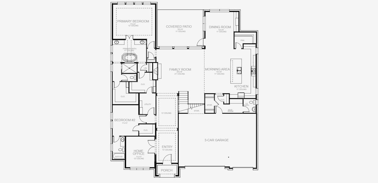 2D floor plan layout for the 4320W by Perry Homes in Jubilee 80', Hockley, TX (Image 4). 2D floor plan layout for the 4320W by Perry Homes in Jubilee 80', Hockley, TX (Image 4).