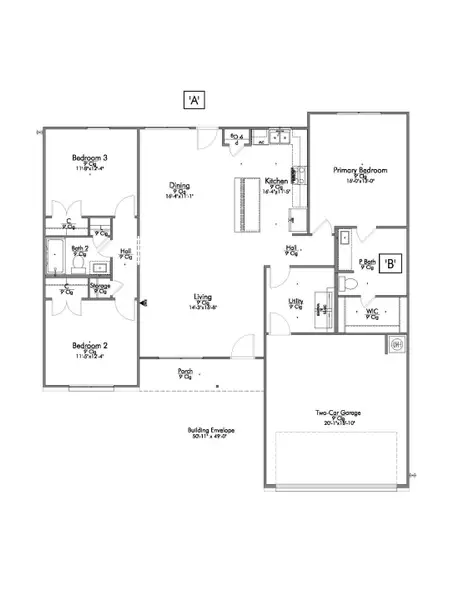 2D floor plan layout for the The 1540 by Stylecraft Builders in Stillwater Ranch, Tyler, TX (Image 3). 2D floor plan layout for the The 1540 by Stylecraft Builders in Stillwater Ranch, Tyler, TX (Image 3).
