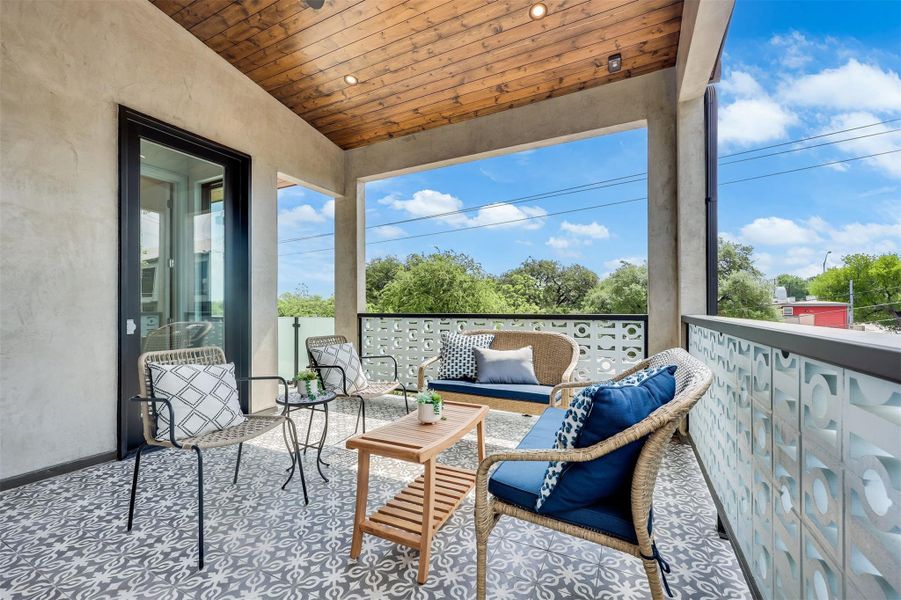Pour a drink and enjoy the evening sky over the Hill Country and South Congress skyline from your own private perch