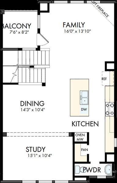 2D floor plan layout of this home in Trails at Waterside - Villas Series, Fort Worth, TX (Image 3).