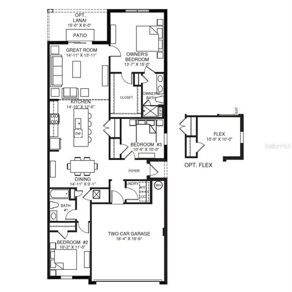 2D floor plan layout of this home in Hammock Oaks, Lady Lake, FL (Image 3).