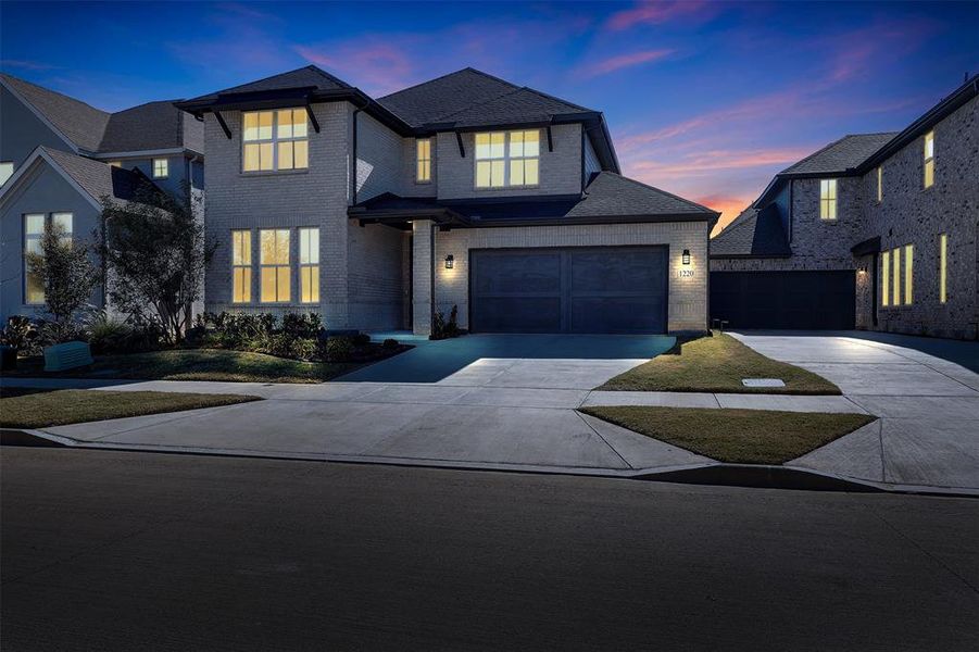 Front exterior of a new home in Garden Collection at Union Park, Little Elm, TX, highlighting curb appeal (Image 1).