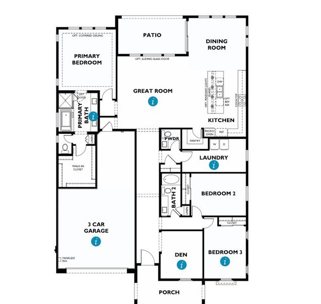 2D floor plan layout of this home in Emblem at Oro Ridge, Queen Creek, AZ (Image 4).