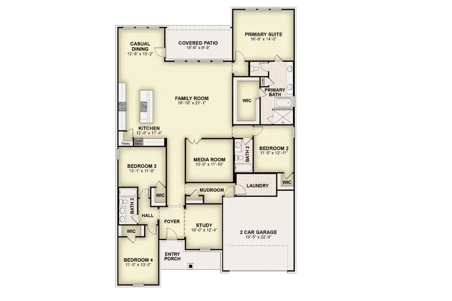 2D floor plan layout for the Elizabeth 70 FT by Rockwell Homes in Nelson Lake Estates, Rockwall, TX (Image 3).