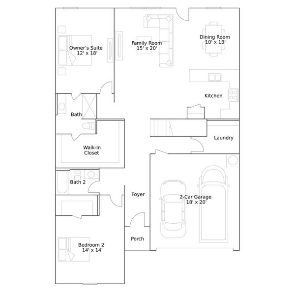 2D floor plan layout of this home in Whitetail Run, Caldwell, TX (Image 3).