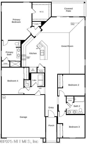2D floor plan layout of this home in Bellbrooke, Jacksonville, FL (Image 2).