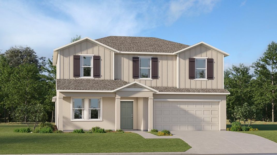 Front exterior of a new home in Vista Walk, Dade City, FL, highlighting curb appeal (Image 1). Front exterior of a new home in Vista Walk, Dade City, FL, highlighting curb appeal (Image 1).