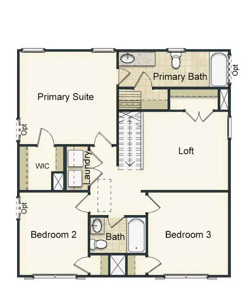 2D floor plan layout for the Dayton by Keystone Homes NC in The Wilcox, Greensboro, NC (Image 5).