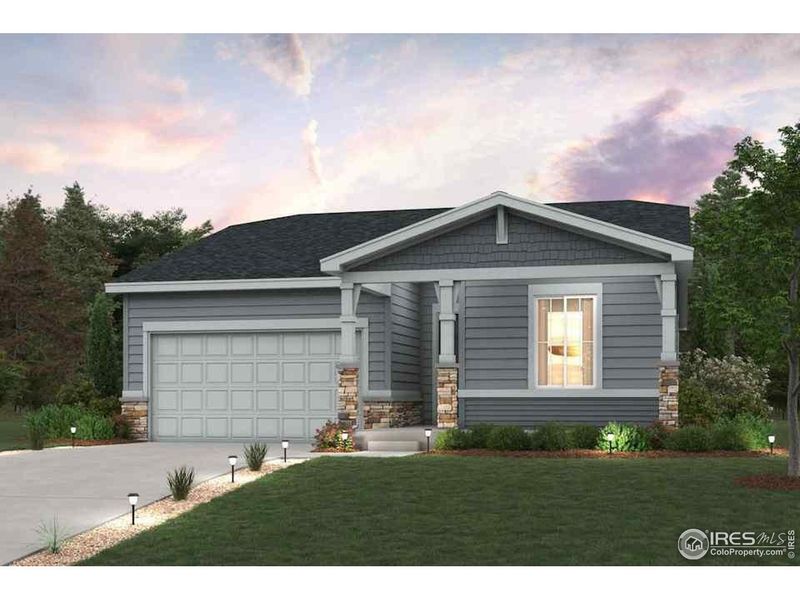 Front exterior of a new home in Prairie Song, Windsor, CO, highlighting curb appeal (Image 18).