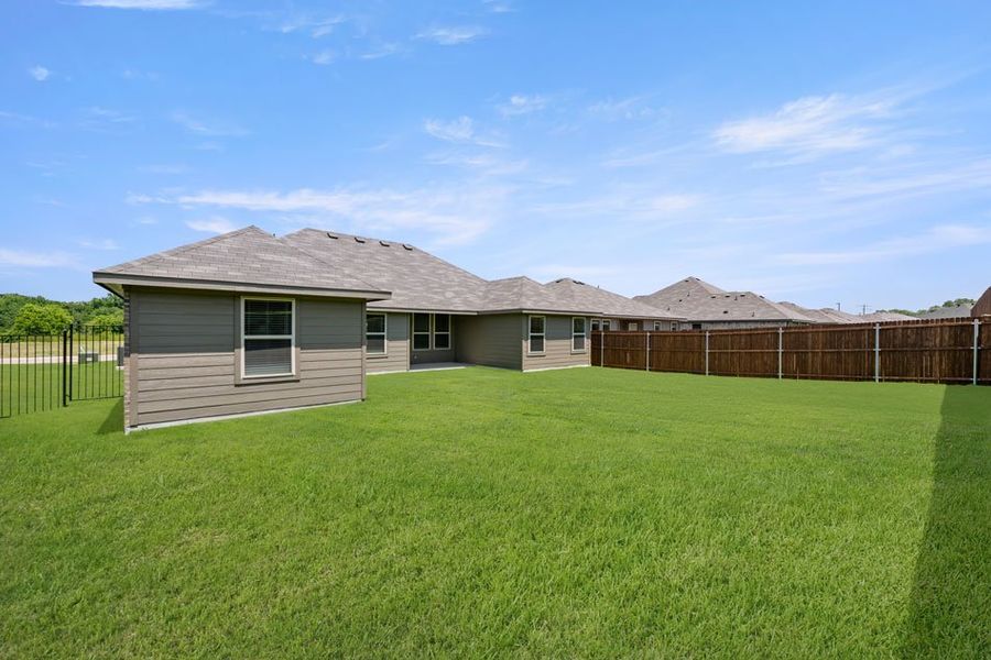 Representative exterior photo of a completed home built from the Alderbury II by Impression Homes in Mountain Valley, Burleson, TX (Image 26). Representative exterior photo of a completed home built from the Alderbury II by Impression Homes in Mountain Valley, Burleson, TX (Image 26).