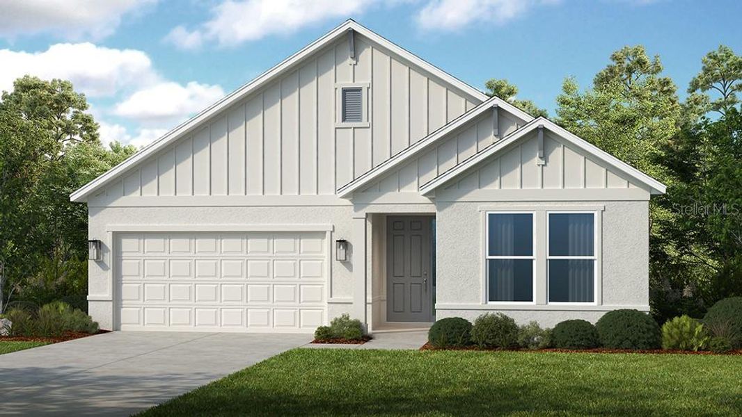 Front exterior of a new home in Coasterra Community Group Page, Palmetto, FL, highlighting curb appeal (Image 1). Front exterior of a new home in Coasterra Community Group Page, Palmetto, FL, highlighting curb appeal (Image 1).