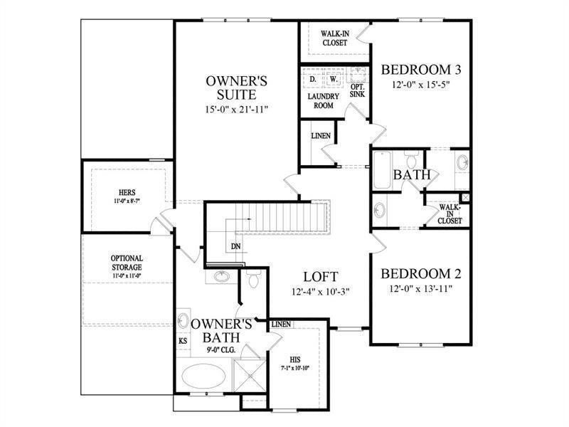 2D floor plan layout of this home in Hillshire, Cumming, GA (Image 4).