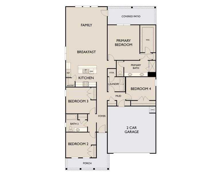 2D floor plan layout for the Caswell II by Ashton Woods in Crescent Mills, Wilson's Mills, NC (Image 3).