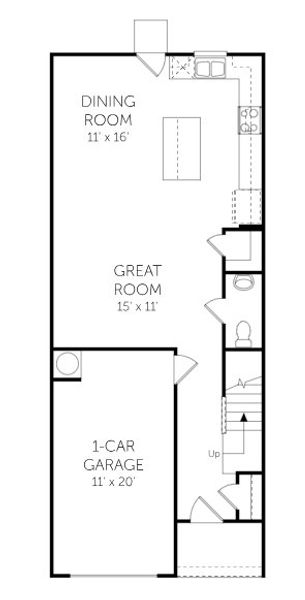 2D floor plan layout for the Albemarle - Townhomes by Dream Finders Homes in Townes at Ribbon Walk, Charlotte, NC (Image 3).