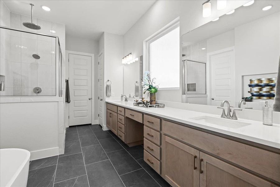 Representative furnished interior of a home built from the Draco by Chesmar Homes in The Grove at Blackhawk, Pflugerville (Image 10).