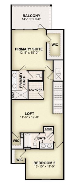 2D floor plan layout of this home in Harvest at Ovation - Townhomes, Winter Garden, FL (Image 5).