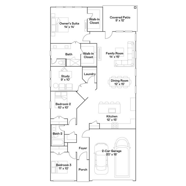 2D floor plan layout of this home in Sunterra, Katy, TX (Image 5).