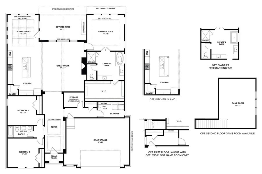 2D floor plan layout for the Burgess by Brightland Homes in Brush Creek, Fairview, TN (Image 3).