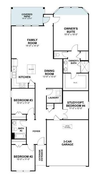 2D floor plan layout of this home in Cedar Brook, Leander, TX (Image 3).