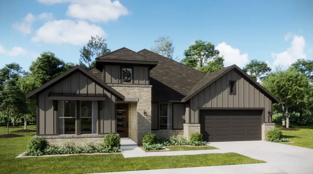 Representative exterior photo of a completed home built from the Lumen by Risewell Homes in Elevon, Lavon, TX (Image 3).