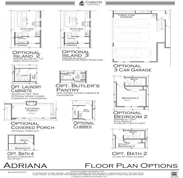 2D floor plan layout for the Adriana by Celebration Homes in Thomas Downs, Thompson's Station, TN (Image 5).
