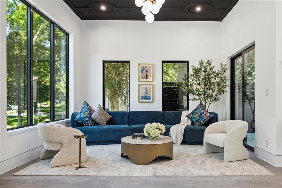 Formal Sitting Room, Views of Front Yard and Side Courtyard