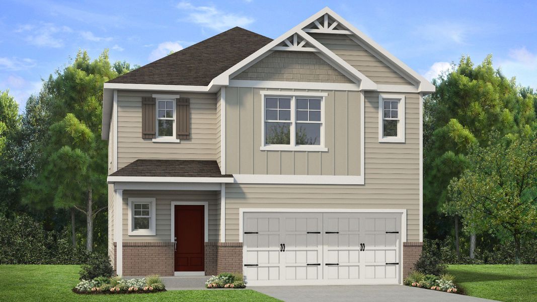 Representative exterior photo of a completed home built from the Millhaven by DRB Homes in Enclave at Evergreen, Fairburn, GA (Image 21).