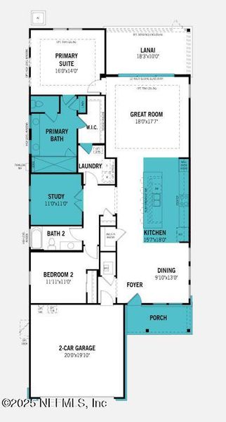 2D floor plan layout of this home in RiverTown - WaterSong, St. Johns, FL (Image 2).