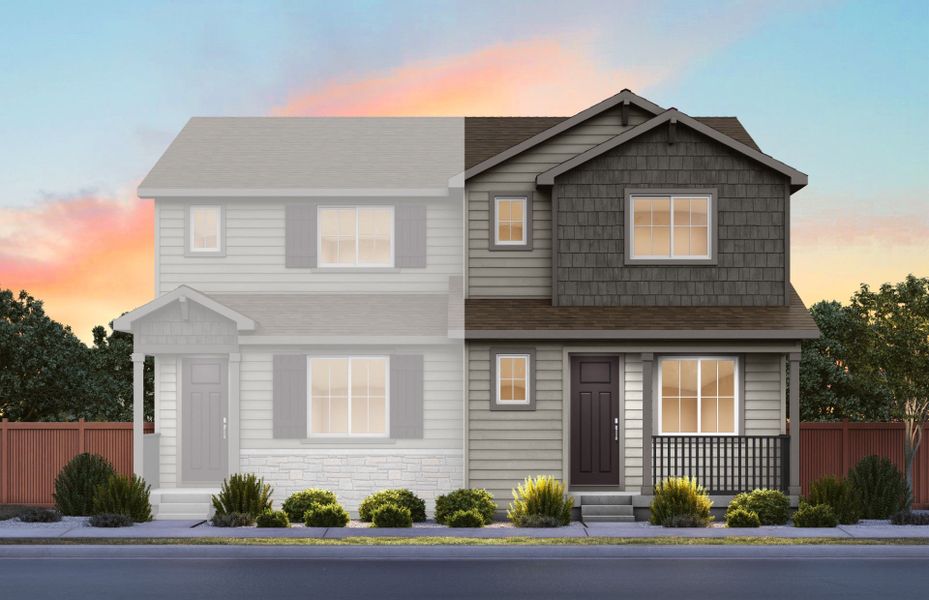 Front exterior of a new home in Sky Ranch, Watkins, CO, highlighting curb appeal (Image 1). Front exterior of a new home in Sky Ranch, Watkins, CO, highlighting curb appeal (Image 1).