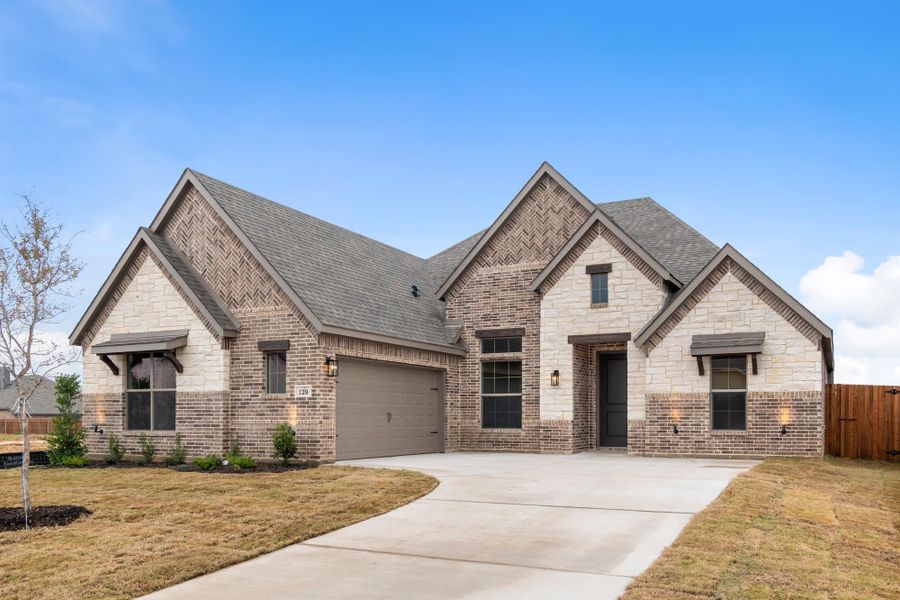 Elevation C with Stone | Concept 2370 at Villages of Walnut Grove in Midlothian, TX by Landsea Homes