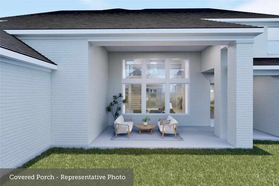 Exterior details and patio area of a home in The Woodlands Hills - Premier Collection, Willis (Image 2).