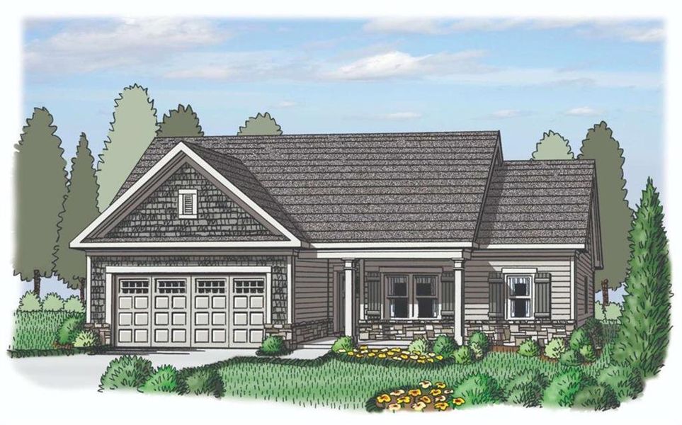 Front exterior of a new home in Harmony Farms, Eatonton, GA, highlighting curb appeal (Image 19).
