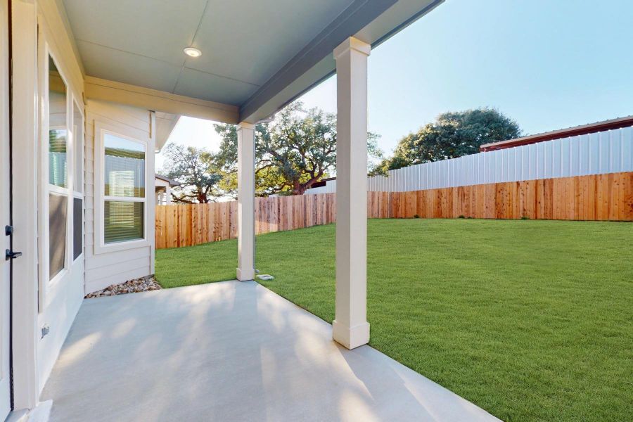 Exterior details and patio area of a home in Edgewood, Leander (Image 19). Exterior details and patio area of a home in Edgewood, Leander (Image 19).
