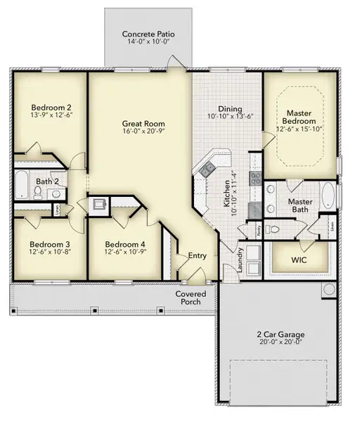 2D floor plan layout of this home in Blossom Grove, Milton, FL (Image 3).