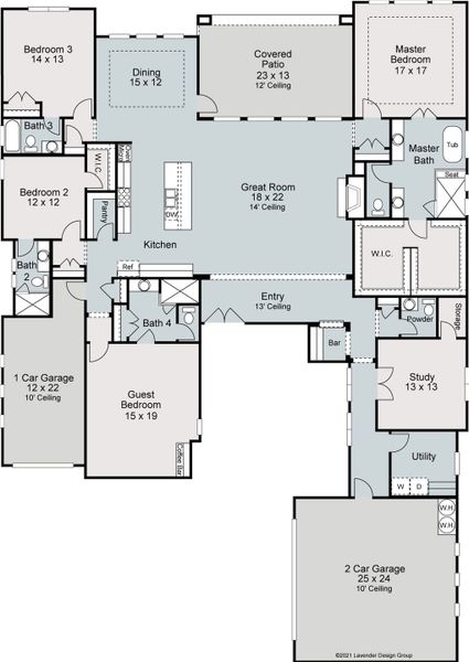 2D floor plan layout for the Altamira by Sitterle Homes in Enchanted Bluff, Garden Ridge, TX (Image 3). 2D floor plan layout for the Altamira by Sitterle Homes in Enchanted Bluff, Garden Ridge, TX (Image 3).