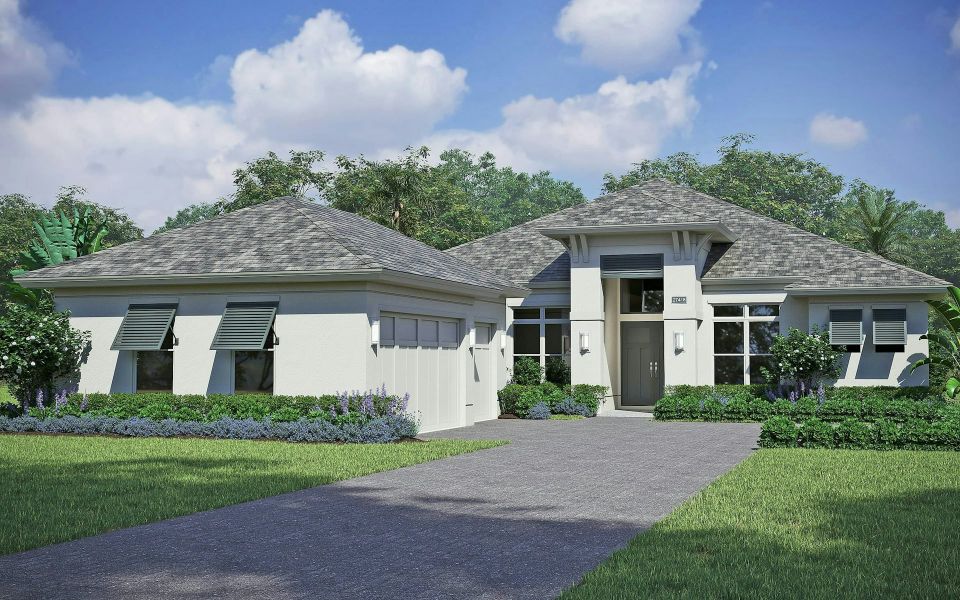 Representative exterior photo of a completed home built from the Triton Grande by GHO Homes in The Strand, Vero Beach, FL (Image 14). Representative exterior photo of a completed home built from the Triton Grande by GHO Homes in The Strand, Vero Beach, FL (Image 14).