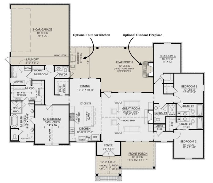 2D floor plan layout for the The Poplar by Zeal Home Builders in Oak Water Ranch, Granbury, TX (Image 5).