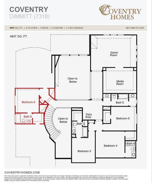 2D floor plan layout of this home in Harvest Green, Richmond, TX (Image 3).