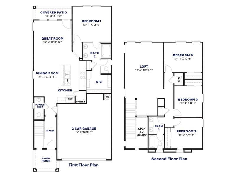 2D floor plan layout for the Mirage by D.R. Horton in The Buttes at Mystic, Peoria, AZ (Image 5).